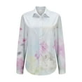 thumbnail image 4 of KALE V Neck Long Sleeve Shirts for Women Floral Print Button Down Shirt Lightweight Blouse Summer Casual Tops Business Casual Tops Light Blue, 4 of 5