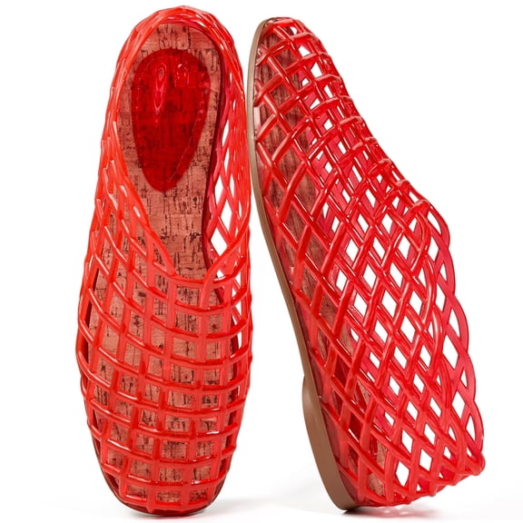 Ecetana Women's Jelly Sandals Mesh Flats Breathable Clear Hollow Jelly Shoes for Women