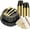 Clear Black, variant on 350PCS Gold Plastic Plates for 50 Guests, Disposable Dinnerware Sets Include 100 Gold Rim Plastic Plates, 50 Silverwares, 50 Cups, and 50 Pre Rolled Napkins for Party, Wedding, Graduation