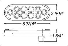 Set of 10 Pcs LED 6" Oval Red Brake Stop Turn Tail Marker Signal Lights for Truck Trailer Tractor w Grommet Pigtail Kit DOT SAE Approved -D