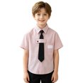 thumbnail image 2 of FYDUU Back To School Shirts for Boys Striped Short Sleeve Button Down Shirt Kids Formal Dress Shirts Fashion Casual School Uniform Tops 9-10 Years, 2 of 4