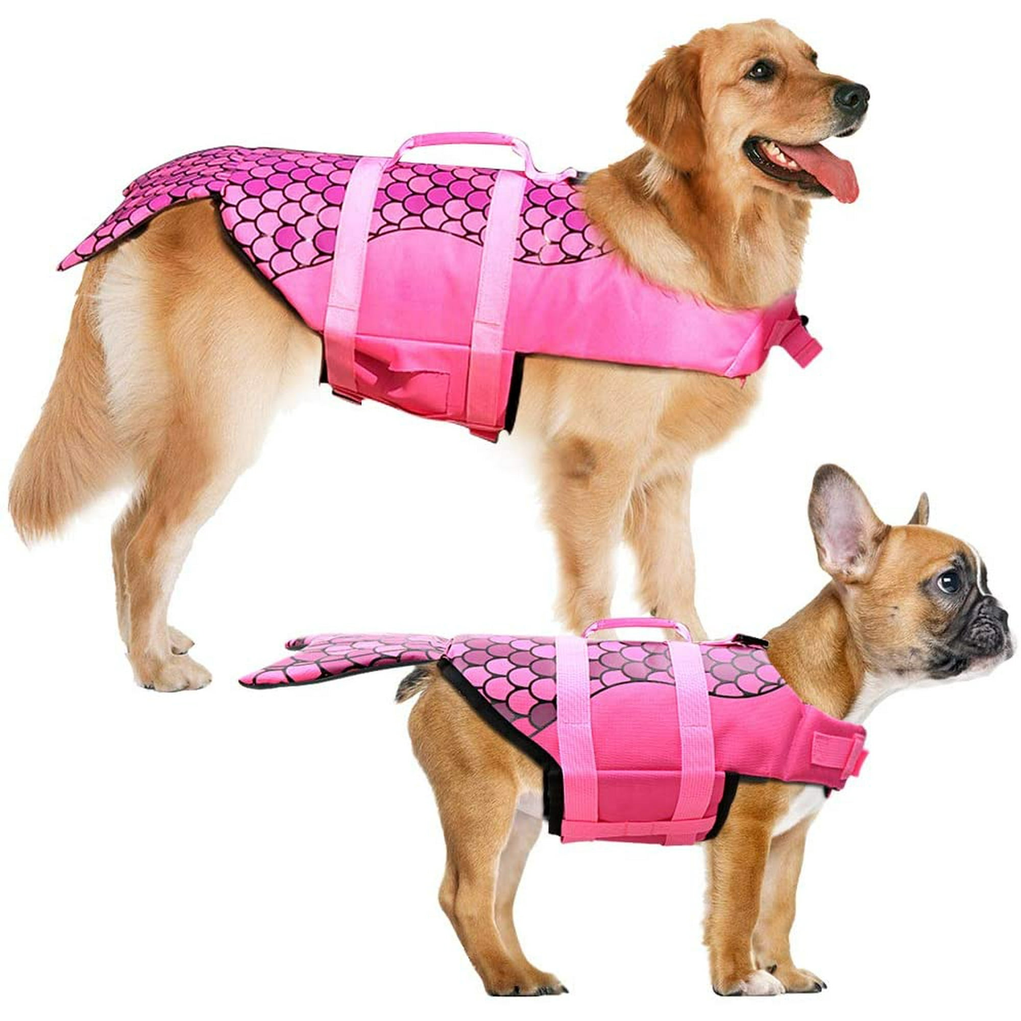 P5hao Dog Life Jacket Mermaid Hot Pink Portable Dog Swimming Jacket Vest Lifesaver Vests With Rescue Handle For Small Medium And Large Dogs Pet S
