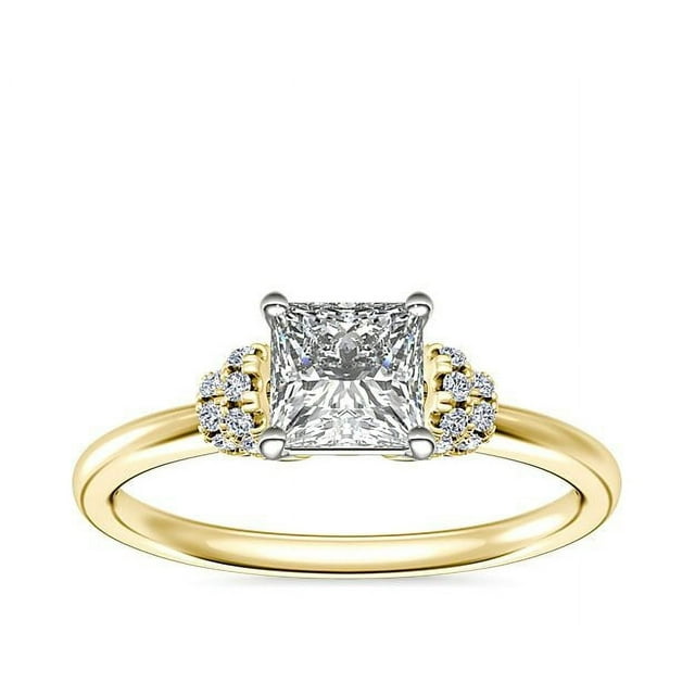 0.65 T.C.W Princess Shape Natural Diamond Latest Design Solitaire Wedding Ring for Ladies Solid 14K Yellow Gold Size 8