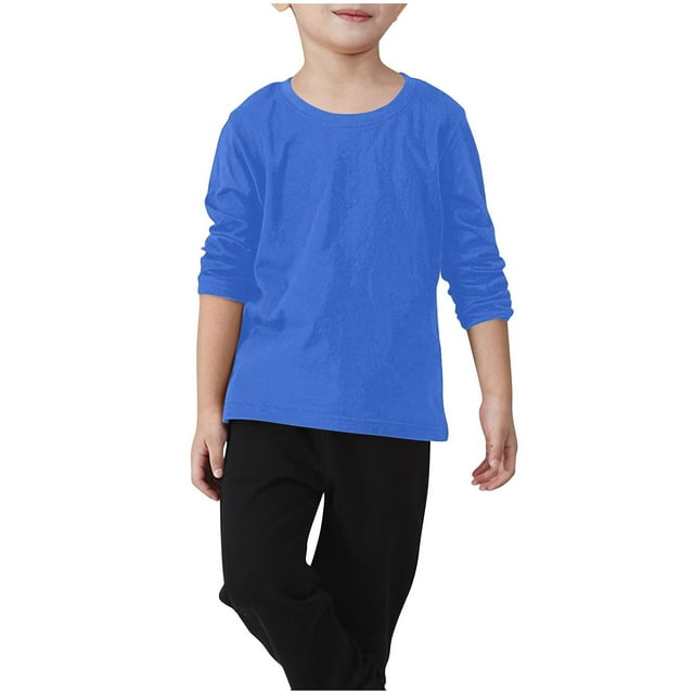 T-Shirts à Manches Longues en Coton pour Filles, Tout-Petits, Doux, Basiques, Haut, T-Shirts à Col Rond pour Enfants
