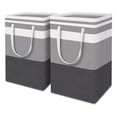 thumbnail image 5 of Kripyery 75000ml Laundry Basket with Double Handle Striped Printing Collapsible Dirty Clothes Hamper Bathroom Gadget for Daily Use, 5 of 8