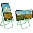 thumbnail image 1 of 2Pcs Mini Chair Shape Cell Phone Holder Car, Universal Candy Color Portable Stool Shape Mini Desktop Phone Holder Table Top Decoration Foldable Green, 1 of 8