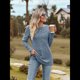 thumbnail image 5 of Blusas Elegantes e Informales de Larga para Mujer, Ropa Informal de Negocios, Suéteres Cálidos de Otoño. Azul XL, 5 of 9