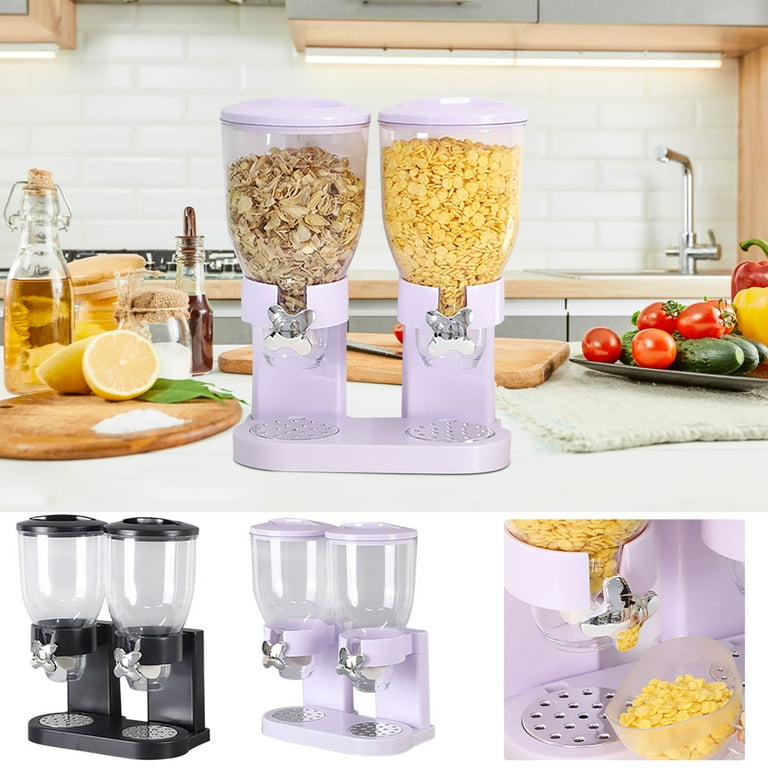 1pc Double Barrel Cereal Dispenser Kitchen Oatmeal Storage