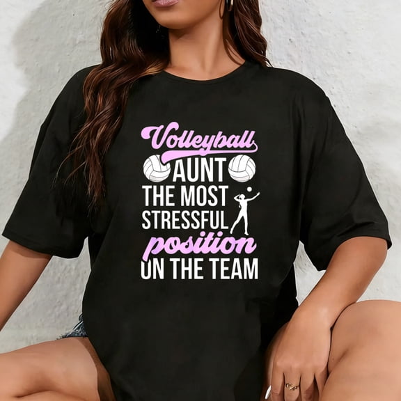 100% Cotton Unisex Funny Volleyball Aunt Of A Volleyball Player Aunt T-Shirt
