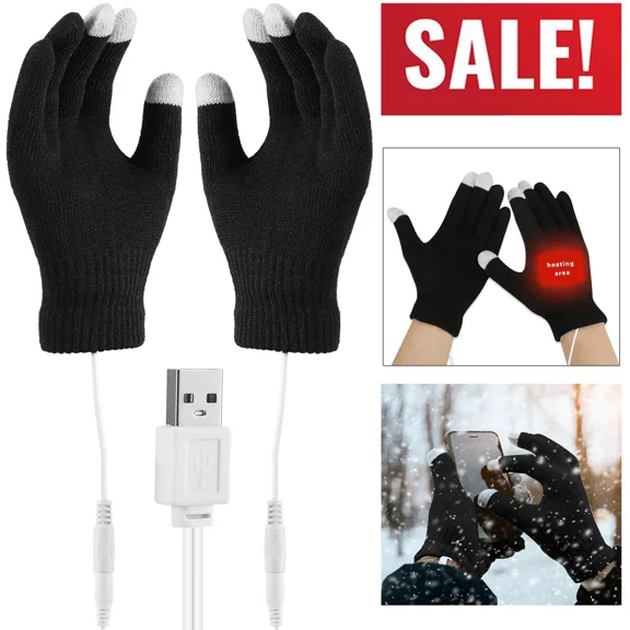 USB Heated Gloves Women Men Winter Touchscreen Gloves Hand Warmer Washable