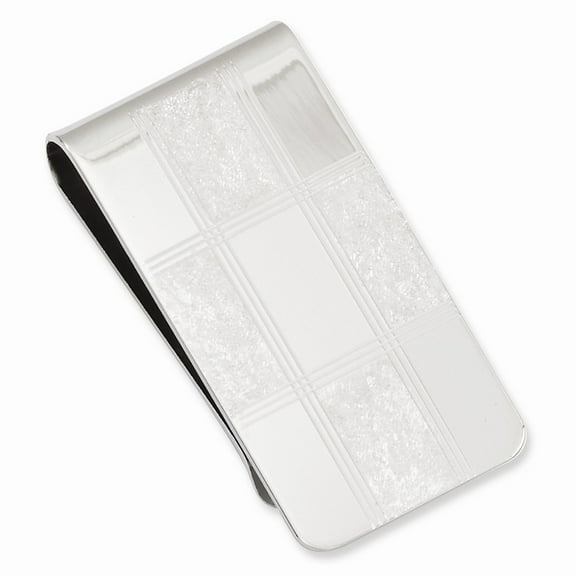 Rhodium-plated Kelly Waters Four Princess Square Engraveable Money Clip; for Adults and Teens; for Women and Men