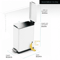 thumbnail image 5 of Home Zone Living 12 Gallon Slim Kitchen Trash Can with Step Pedal, Soft-Close Lid and Removable Liner, Stainless Steel, Matte White, 5 of 10
