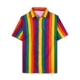 thumbnail image 1 of INSPIRE CHIC Camisa de verano con estampado de rayas arcoíris para hombre, camisas de manga corta con botones Multicolor Amarillo XL, 1 of 6