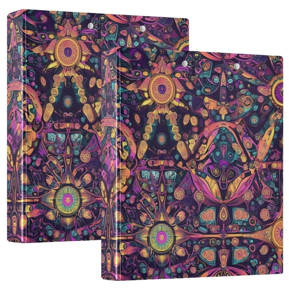 ALAZA Magical Mandala Pattern Hardcover 3 Ring Binder 1.5" Round Rings Interior Pockets Binders Organizer 2 Pack