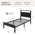 thumbnail image 3 of Kbun Twin Size Platform Bed Frame with Upholstered Headboard, Metal Bed Frame with LED Light, Heavy Duty Steel Slat Supported Queen Bed Frames, No Box Spring Needed, Black, 3 of 6