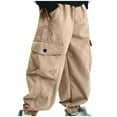 thumbnail image 2 of Toddler Boys Cargo Pants with Multi-Pockets Size 2-10 Tapered Leg Joggers Pant Kids Casual Solid Elastic Waist Outdoor-Work Trousers, 2 of 6