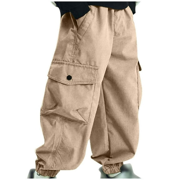 JSGEK Boys' Work Pants Stylish Casual Pants Comfortable Soft Fabric Breathable Suitable for Daily Wear Travel Home Holiday Activities Children's Clothing Yellow 6 Years