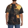 thumbnail image 3 of Balery Sunset Meditating Doberman Camisa Casual de Manga Corta con Botones para Hombre, Texturizada, Estilo Cubano, para Playa, Verano-Small, 3 of 5