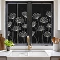 thumbnail image 2 of Spring Dandelion Window Privacy Film, Modern Country Flower Black White Static Cling UV Sun Blocking Heat Control Window Tint Day and Night, Non-Adhesive One Way Windows Privacy Cover 17.7''x39.3'', 2 of 7