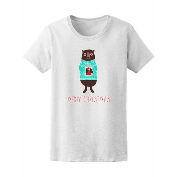Merry Christmas Cute Bear Tee Women's -Image by Shutterstock