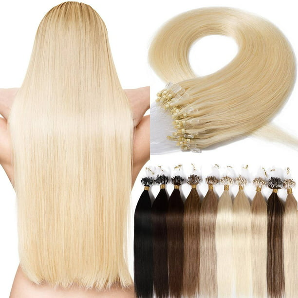 SEGO Micro Loop Thick Human Hair Extensions 100 Strands Invisible Micro ...