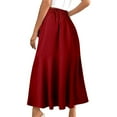 thumbnail image 3 of AOOCHASLIY Clothes Trendy Women Summer High Waist Solid Classic Casual A Line Ruffle Long Skirt, 3 of 4