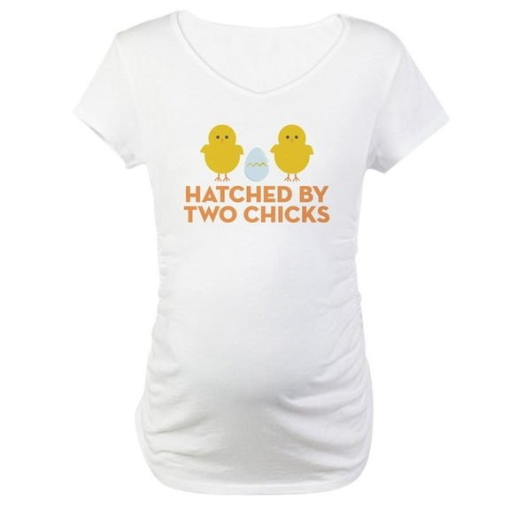 CafePress - Hatched By Two Chicks Maternity Dark T Shirt - Cotton Maternity T-shirt, Cute & Funny Pregnancy Tee