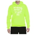 thumbnail image 2 of Normal People Scare Me Humor Unisex Graphic Hoodie Sweatshirt, Safety Green, Small, 2 of 3