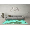 thumbnail image 3 of Ahgly Company Machine Washable Indoor Rectangle Abstract Turquoise Blue Modern Area Rugs, 7' x 10', 3 of 4