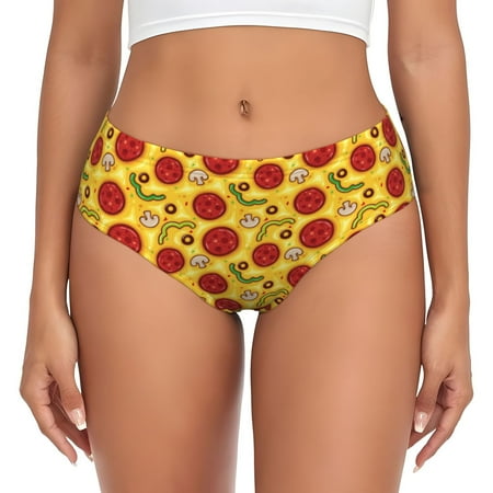 Womens Underwear - Cute Pizza Mushrooms Pepper No Show Seamless Underwear for Women  Soft Stretch Womens Panties  Hipster Ladies Panties Bikini Underwear Briefs