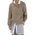 thumbnail image 2 of Baqcunre Womens Cardigan Women's Solid Color Fashion Casual Buckle Irregular Round Neck Knitted Sweater Cardigan Crewneck Sweatshirts Fall Outfits Beige L, 2 of 7