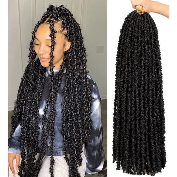 Leeven 30 Inch Distressed Faux Locs Long Butterfly Locs Crochet Braids Hair Pre-looped Synthetic Crochet Soft Locs 30 In Goddess Locs Hair Extensions for W