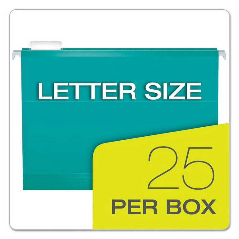 Colored Reinforced Hanging Folders, Letter Size, 1/5-Cut Tabs, Aqua, 25/Box Colored Reinforced Hanging Folders, Letter Size, 1/5-Cut Tabs, Aqua, 25/Box