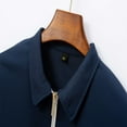 thumbnail image 5 of KeShDi Men's T-Shirts Men's Solid Color Sport Shirt with Zip-Up Lapel Long Sleeve Lapel Top/Shirt Navy 2X, 5 of 7