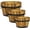 Round Golden Teak_set 3, variant on Set of 3 Wooden Flower Boxes Outdoor, Durable Acacia Wood Barrel Planters for Outdoor Plants with Ergonomic Handles, Drainage Holes, Multiple Sizes Wood Bucket Planter Light Brown