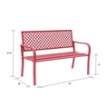 thumbnail image 2 of 50" L Metal Garden Bench Red Criss Cross Design, 2 of 2