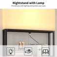 thumbnail image 5 of 23" Wide Fluted Night Stand with Charging Station, 3 Drawers Large End Table w/Metal Handle, Natural Nightstand Bedside Table,Wood Dresser with Light for Bedroom, Closet, 5 of 6