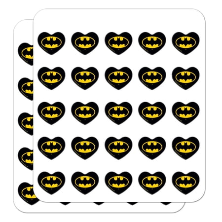 Batman Classic Bat Shield Logo Heart Shaped Planner Calendar Scrapbook Craft Stickers
