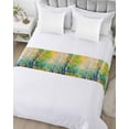 thumbnail image 5 of Xipuska Modern Oil Painting Bed Runners for Twin Size Bed, Decorative Bed Throws for Foot of Bed, Green Yellow Leaves Trees Pastoral Bed Runner Sofa Throw Bedding Scarf Protector Slipcover, 5 of 6