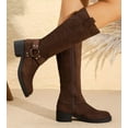 thumbnail image 6 of Berness Women Knee High Boots Buckle Strap Riding Side Zippers Short Block Heel SPENCER Black PU 5.5, 6 of 6