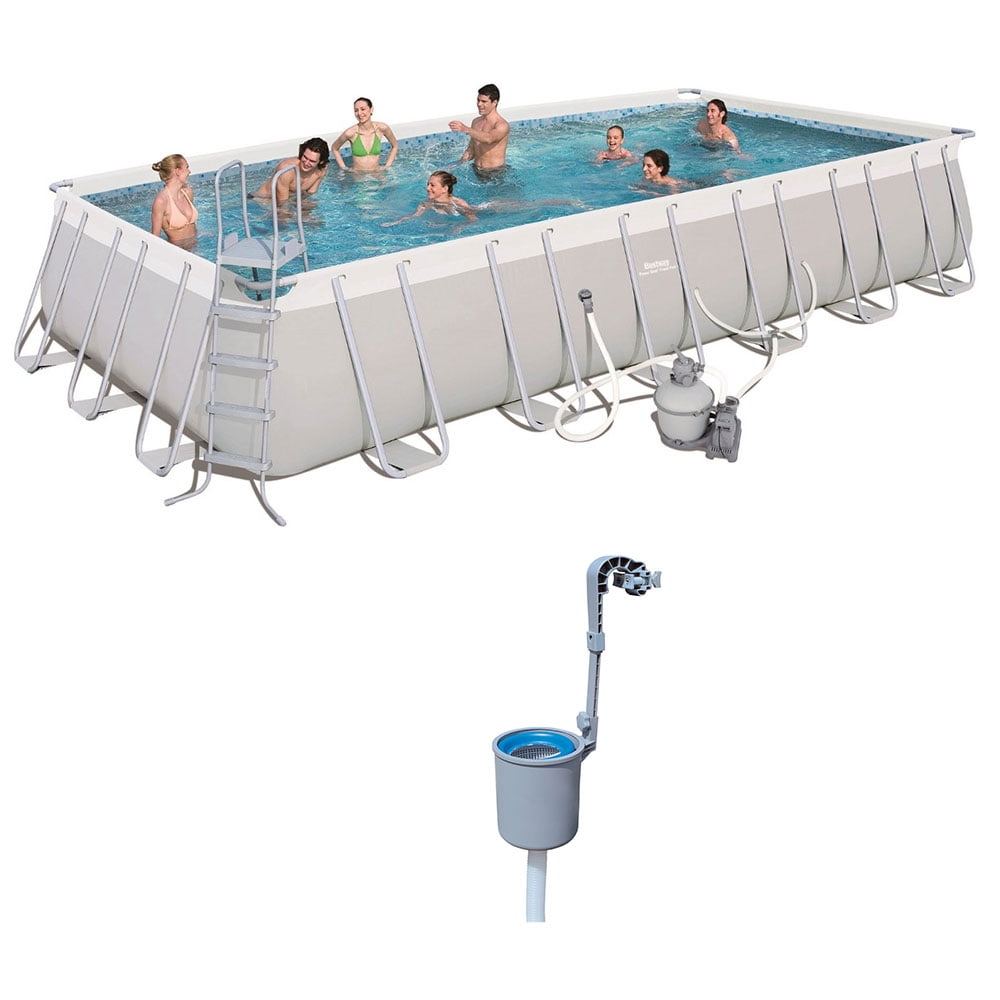 Bestway 24ft x 12ft x 52in Rectangular Above Ground Pool Set w/ Pool Skimmer - Walmart.com