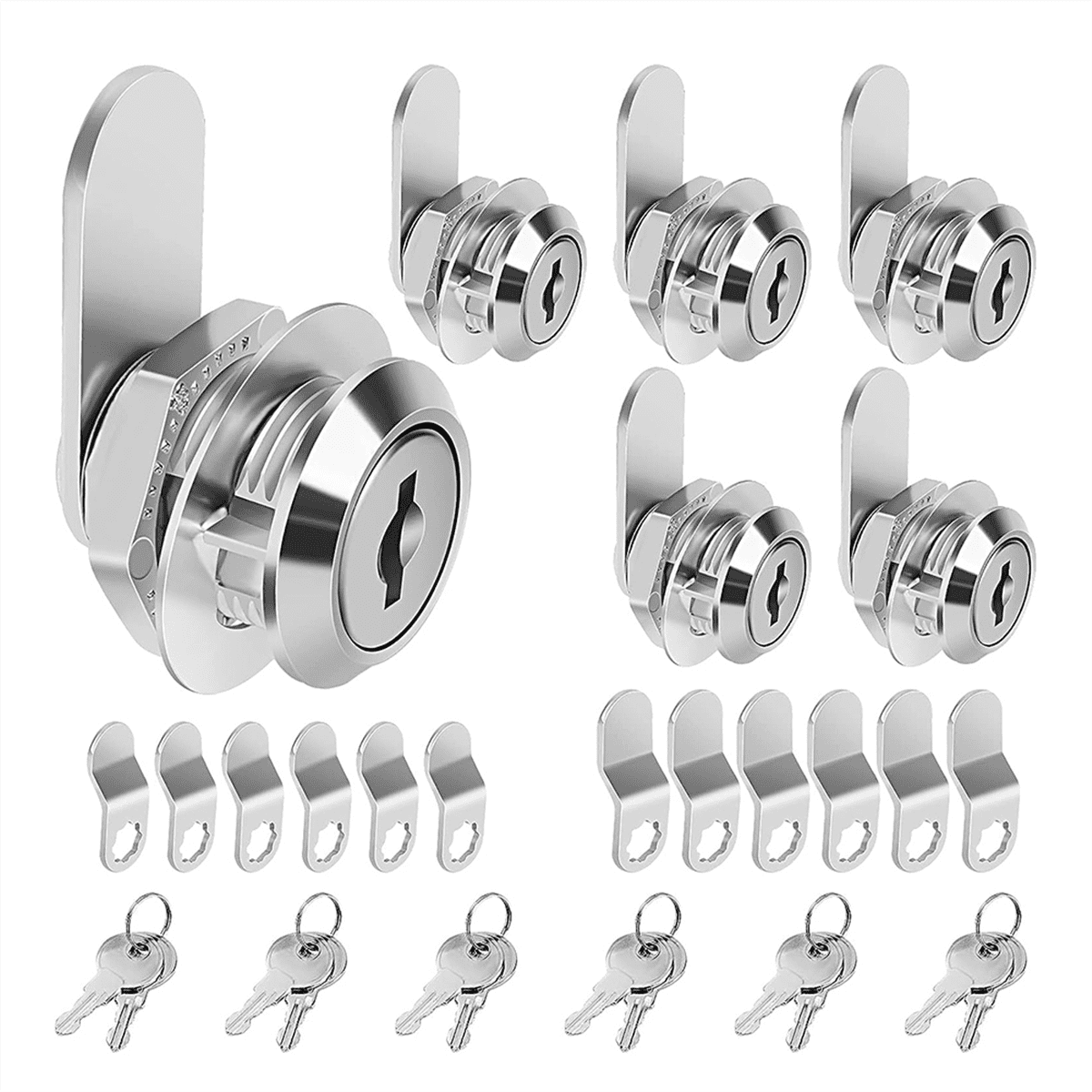 Lot De 2 Serrures à Came Tubulaire 5/8" Chromées étanches Pour Boîte à Outils Avec 4 Clés