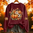 thumbnail image 2 of Gunia Plus Size Pumpkin Womens Halloween Sweatshirts Hoodless Sweatshirt Casual Wear Round Neck Long Sleeve Pullover Cozy Stylish Tops Fall Fashion Clothes Red S-3Xl, 2 of 4