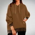 thumbnail image 2 of ATOYSOY Women's Crew Neck Sweatshirts Loose Hoodie Tops Pockets Long Sleeve Tees Fall Winter Fashion Color Block Pullover Outwear Casual Shirts Brown L, 2 of 6