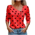 thumbnail image 1 of FAIWAD Hauts Tendance pour Femmes à Col en V, Chemises à Manches Longues Boutonnées, Imprimé d'Étoiles, Tunique Ajustée Décontractée, 1 of 3