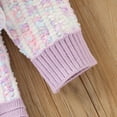 thumbnail image 5 of IVEYRTF Girls Fleece-Lined Knit Sweater Top and Skirt Set Long Sleeve Color Blocked Casual Fall Winter Comfortable Fit Outwear 2 Piece Outfit for Kids 1-7 Years(Hot Pink#3,3 Years), 5 of 8