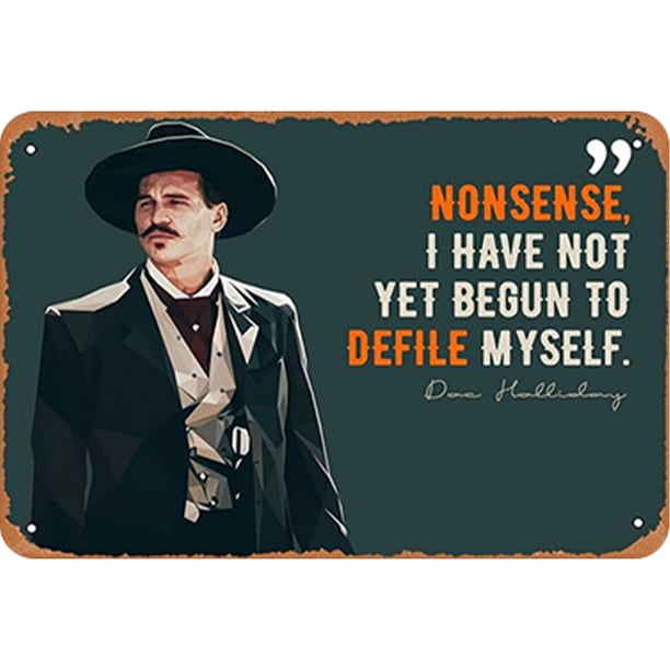 Placa Metal Vintage Doc Holliday Pintura Hierro Rectangular Del 30x20cm