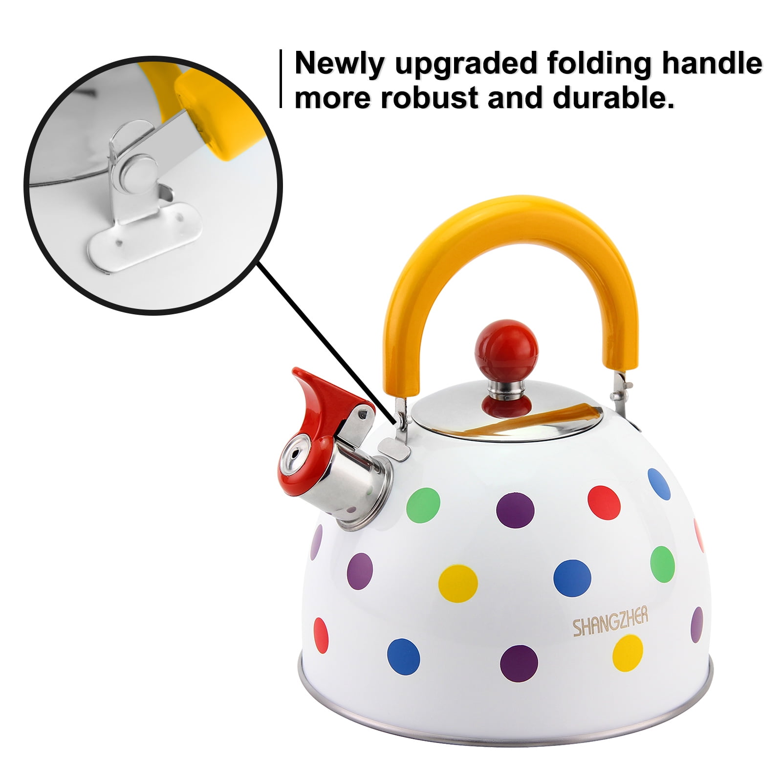 Home-X Santa Claus Whistling Kettle, Porcelain Coated Steel Kettle for Boiling Water, Cute Red Teapot, 2-Liter Capacity, 9 L x 7 W x 9 H