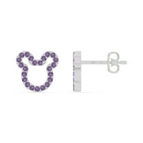 Natural Amethyst Mouse Stud Earrings for Women in Sterling Silver, February Birthstone Jewelry Gifts for Her Birthday, Wedding Anniversary, Party, Mothers Day, Christmas, Graduation, Valentines