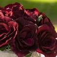 thumbnail image 3 of Enova Home Artificial Velvet Roses Faux Silk Flowers in Round Tapered Ceramic Pot for Home Office Wedding Decoration (Burgundy), 3 of 4